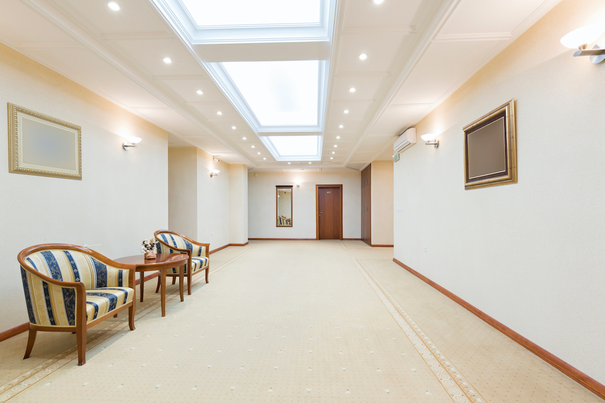 Hotel lobby interior professional carpet cleaning